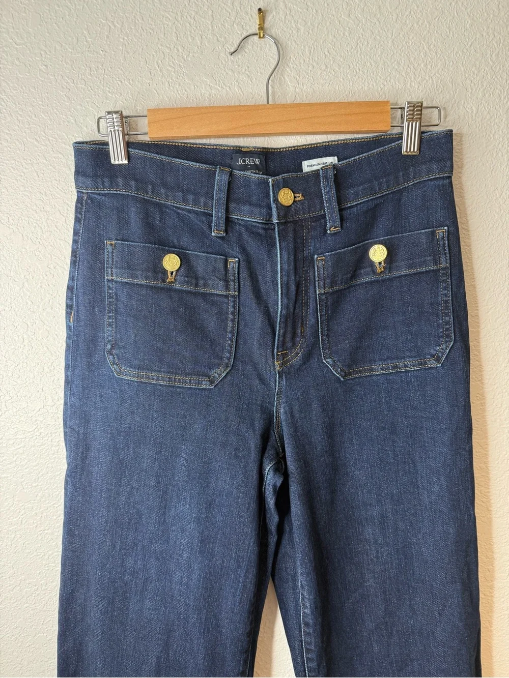 J.Crew Premium Edition Full-Length Sailor Wide-Leg Jeans Dark Wash Size 27